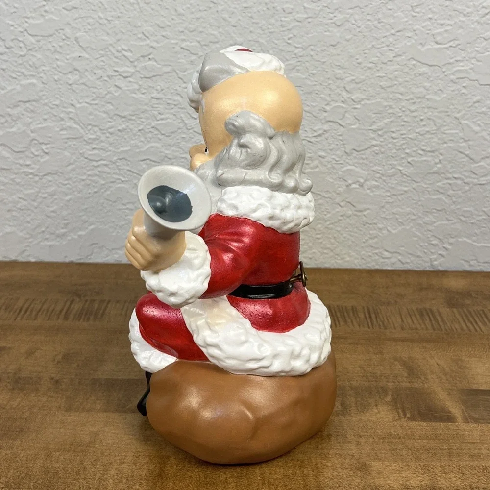 VTG Santa‎ Claus Atlantic Mold Ceramic Sitting on Sack W/ Wind Up Musical Box